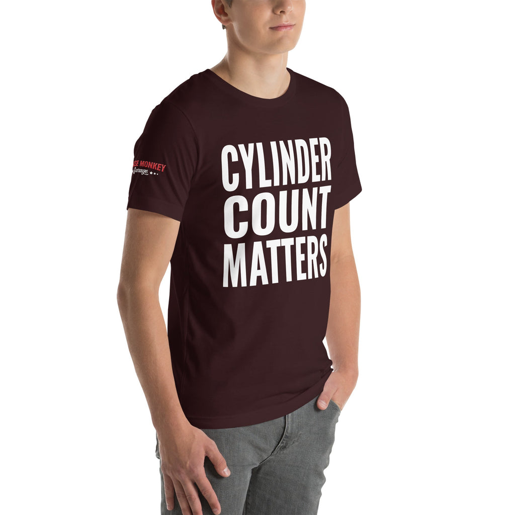 Cylinder Count Matters Unisex T-Shirt-Grease Monkey Garage