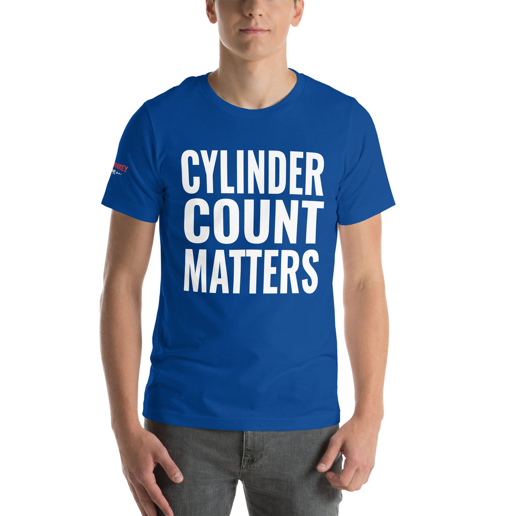 Cylinder Count Matters Unisex T-Shirt-Grease Monkey Garage