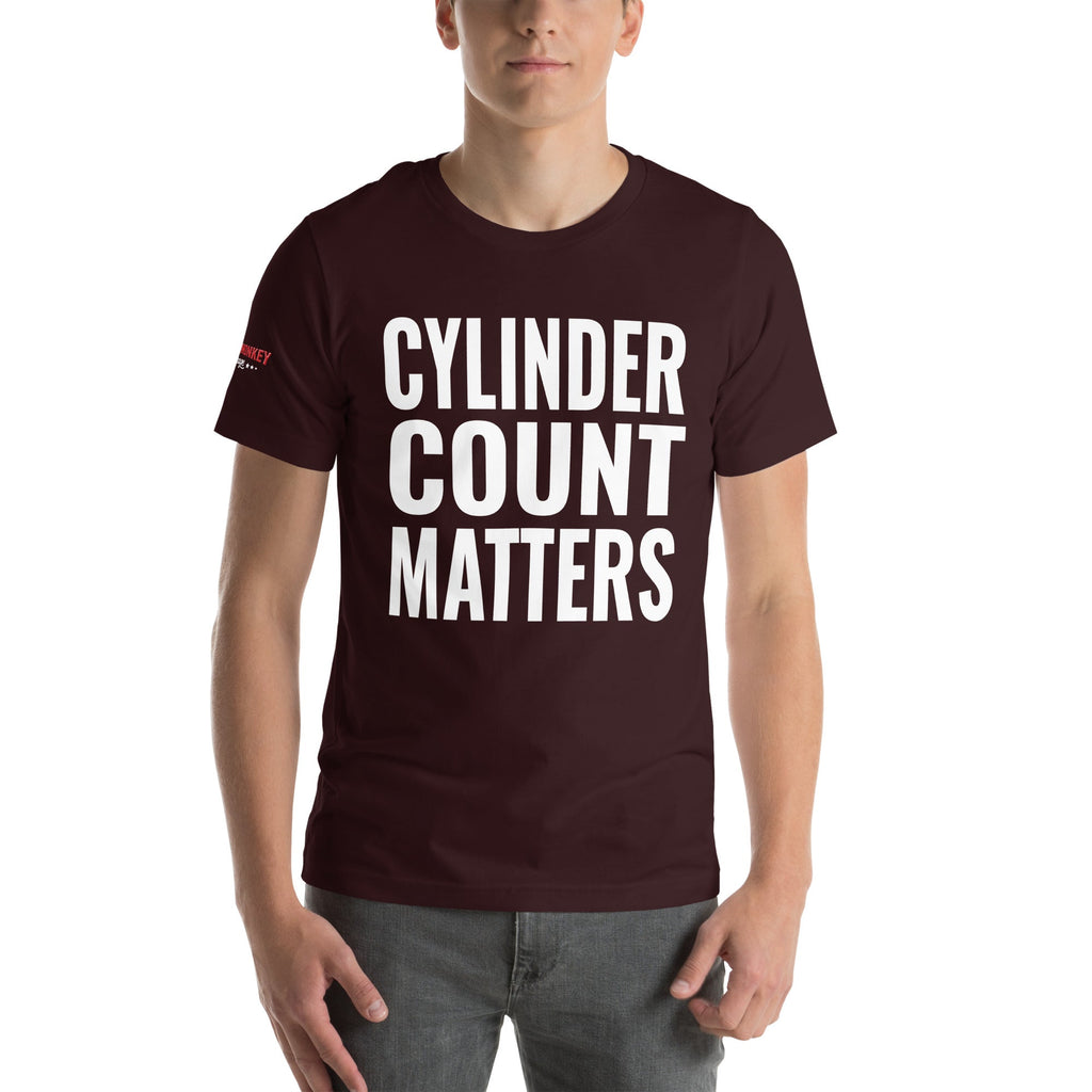 Cylinder Count Matters Unisex T-Shirt-Grease Monkey Garage