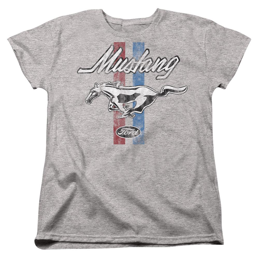 Ford Mustang Stripes Women's Short-Sleeve T-Shirt-Grease Monkey Garage