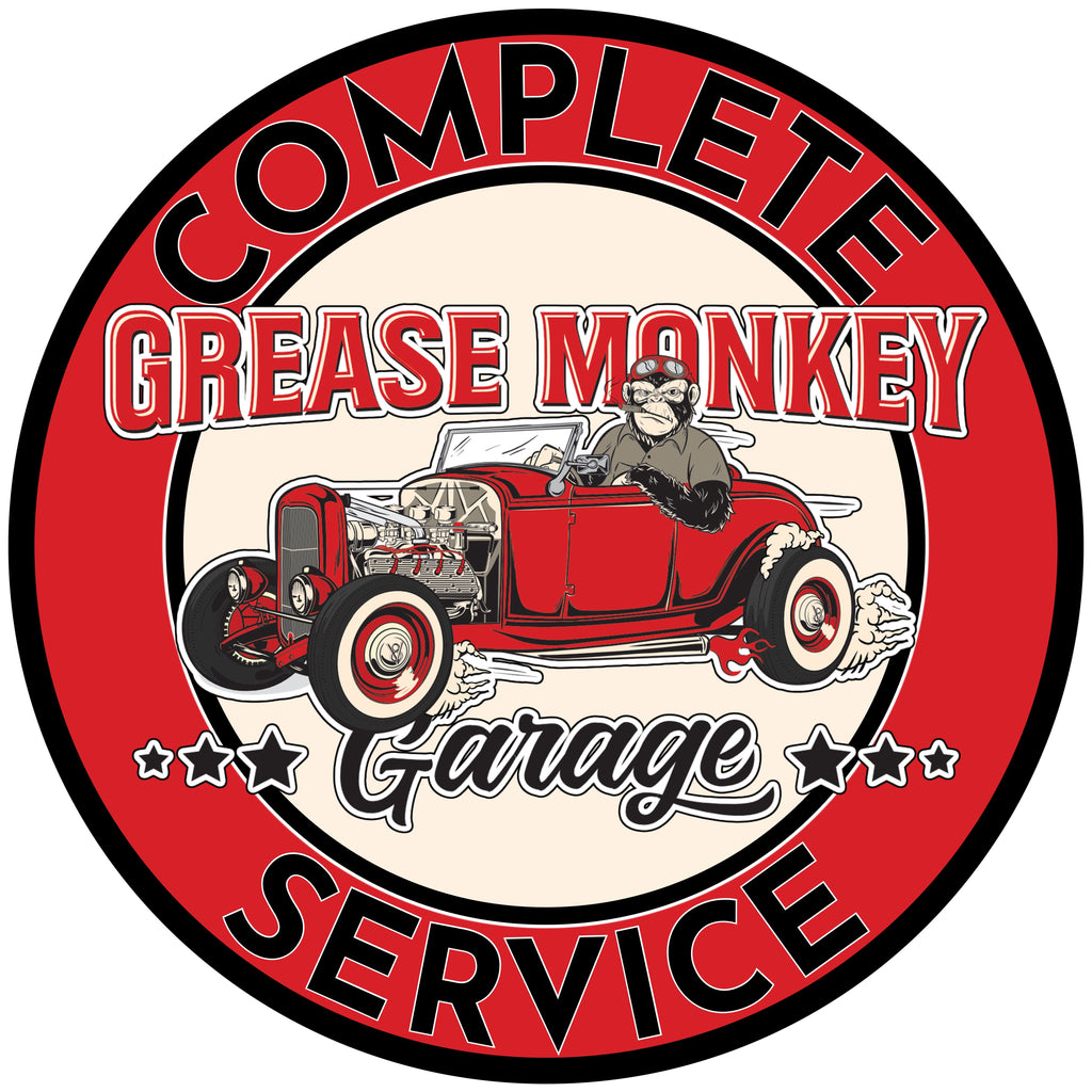 Grease Monkey Garage Complete Service Metal Sign-Metal Signs-Grease Monkey Garage