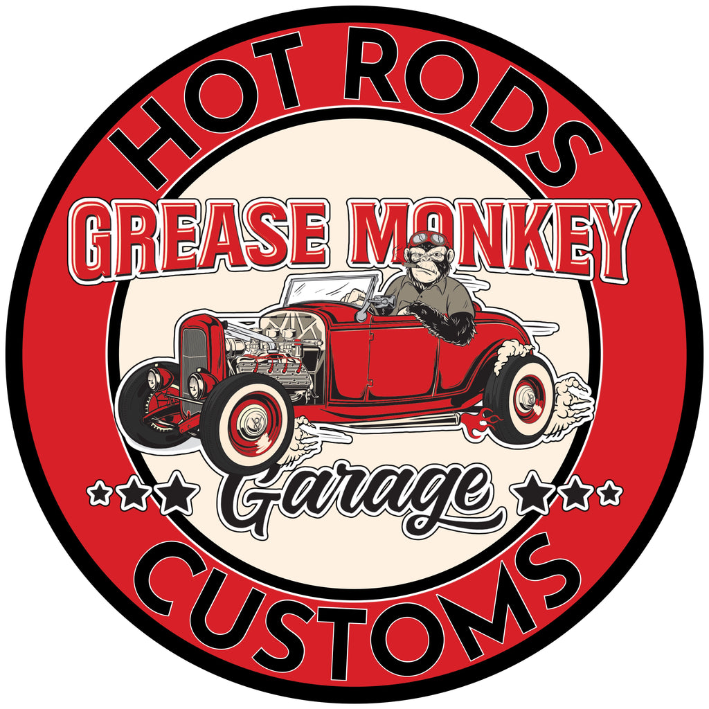 Grease Monkey Garage Hots Rods and Customs Metal Sign-Metal Signs-Grease Monkey Garage