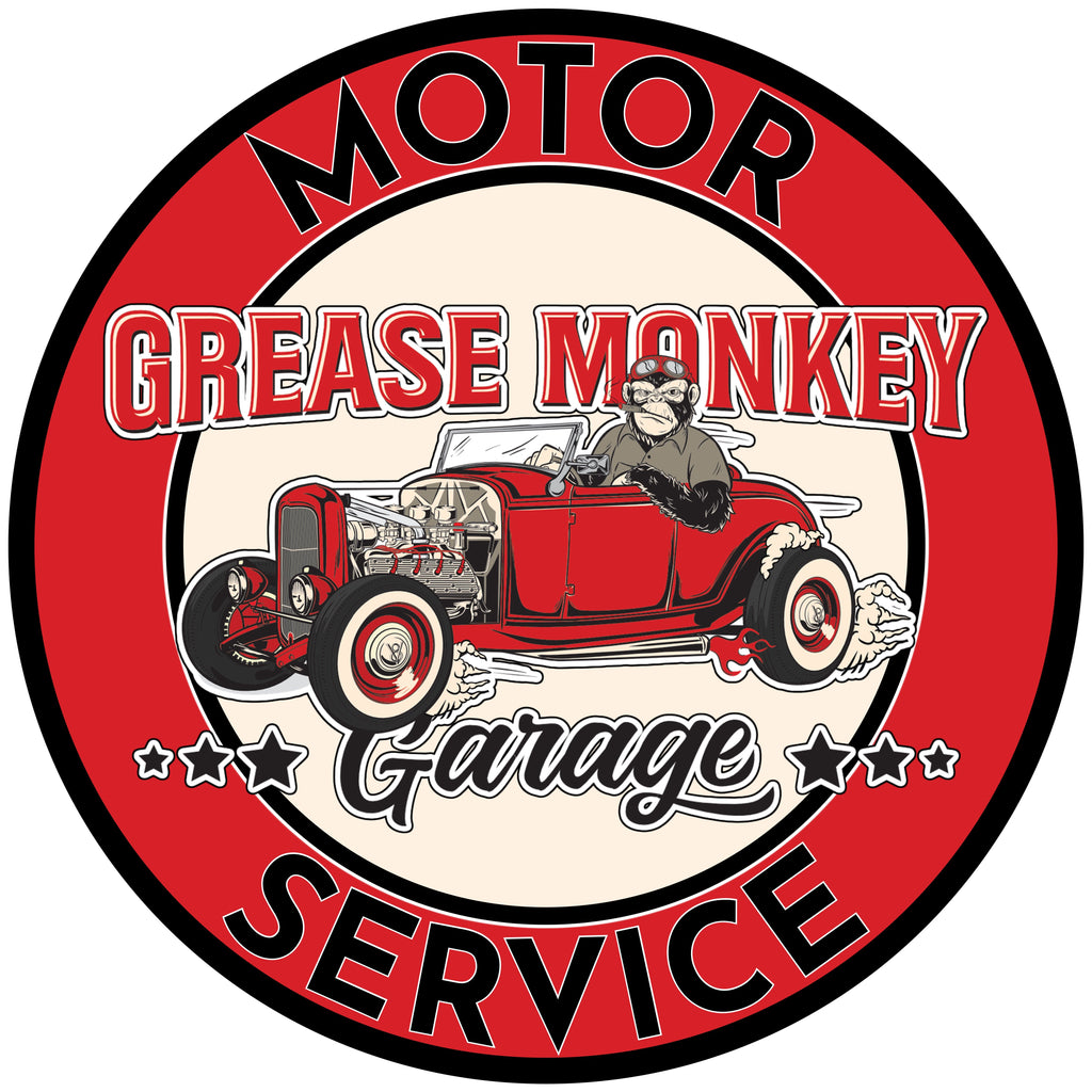 Grease Monkey Garage Motor Service Metal Sign-Metal Signs-Grease Monkey Garage