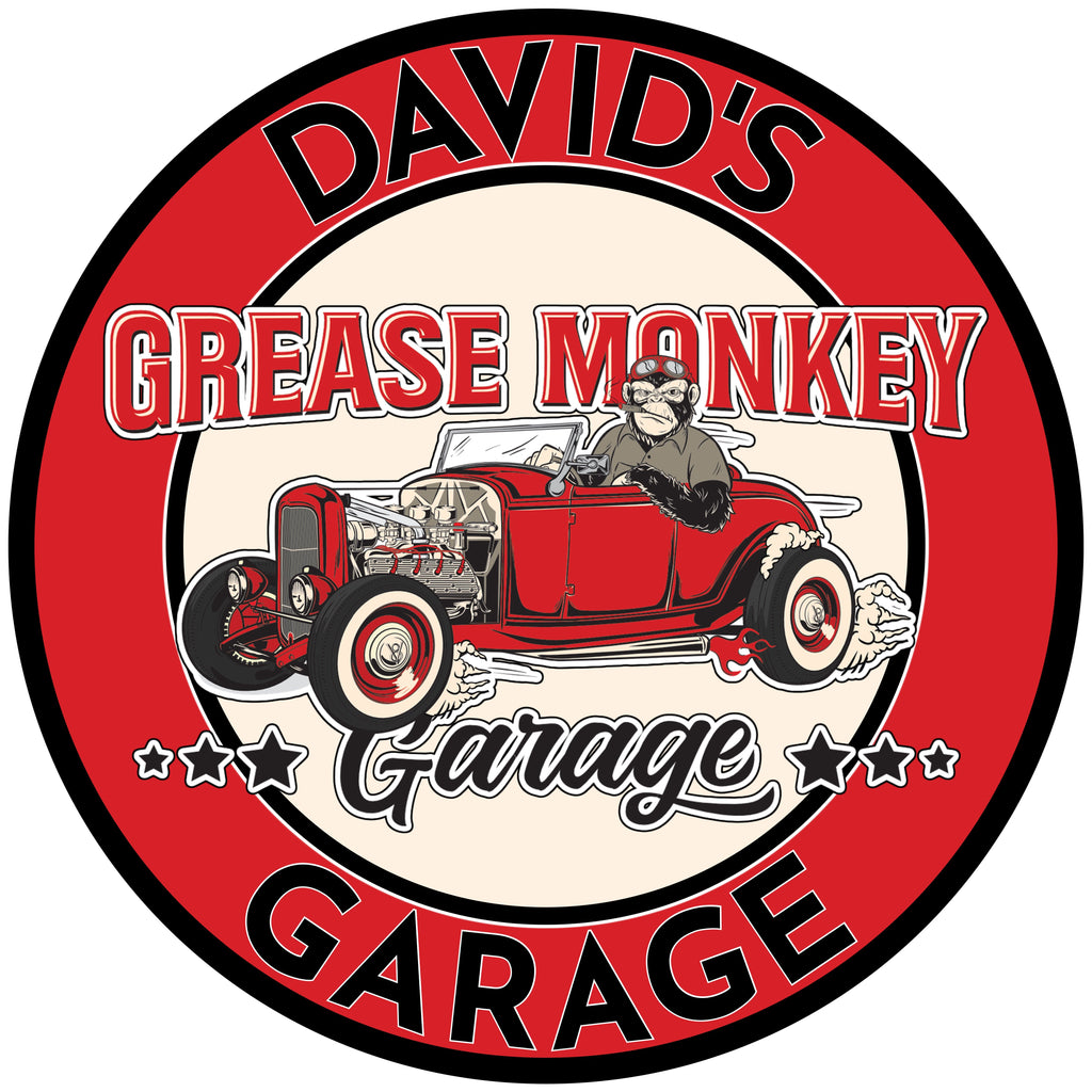 Grease Monkey Garage [Your Name] Garage Custom Metal Sign-Metal Signs-Grease Monkey Garage