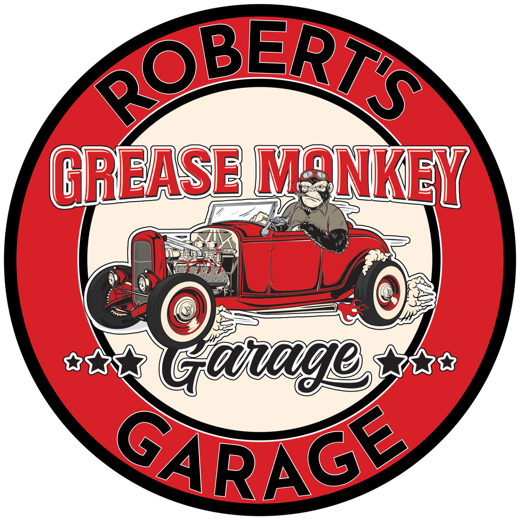 Grease Monkey Garage [Your Name] Garage Custom Metal Sign-Metal Signs-Grease Monkey Garage