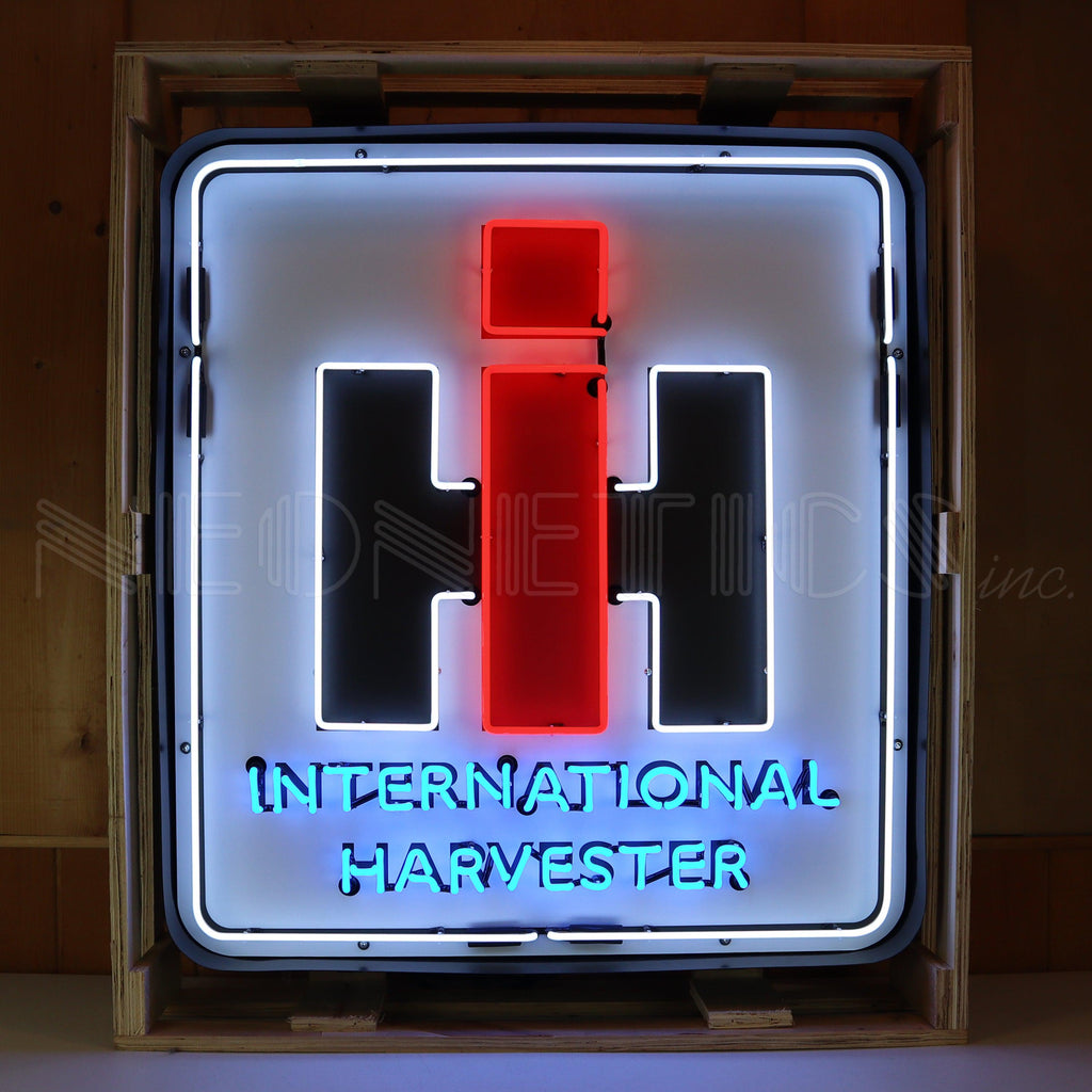 International Harvester IH Neon Sign in Steel Can (36")-Neon Signs-Grease Monkey Garage