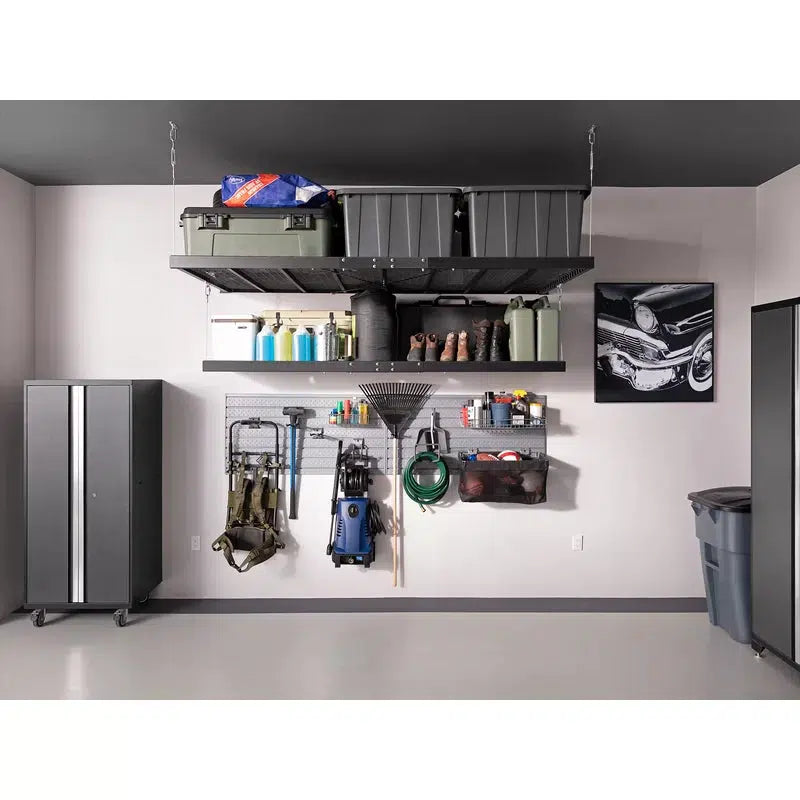 Pro Series Black 4x8ft and 2x8ft Wall Mounted Shelf-Grease Monkey Garage