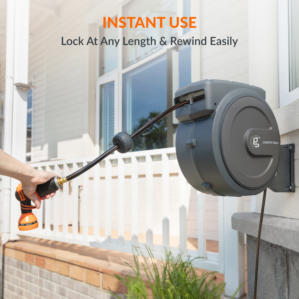 Retractable Garden Hose Reel-1/2in-100ft-Retractable Garden Hose Reel-Grease Monkey Garage