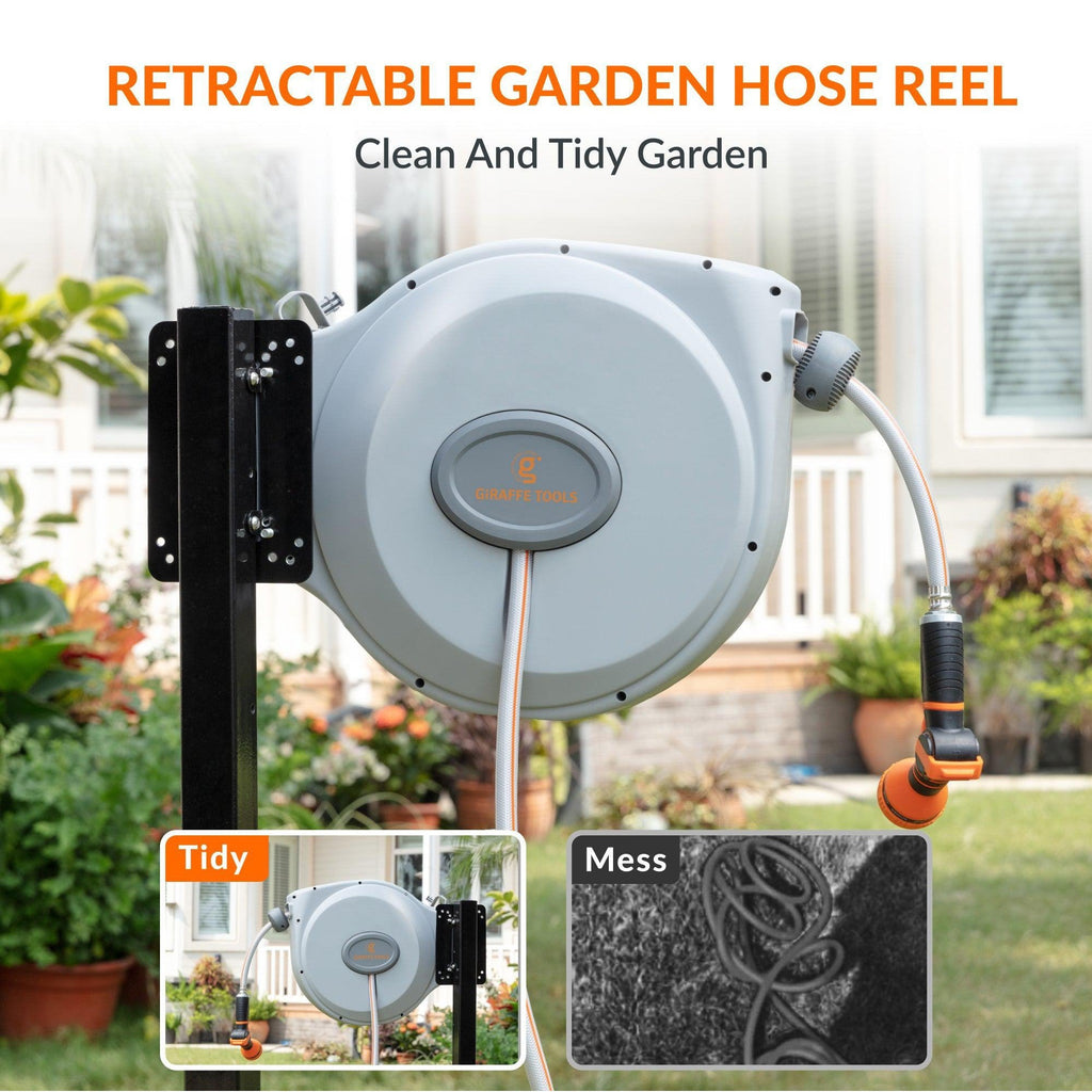 Retractable Garden Hose Reel-5/8 in-65ft-Retractable Garden Hose Reel-Grease Monkey Garage