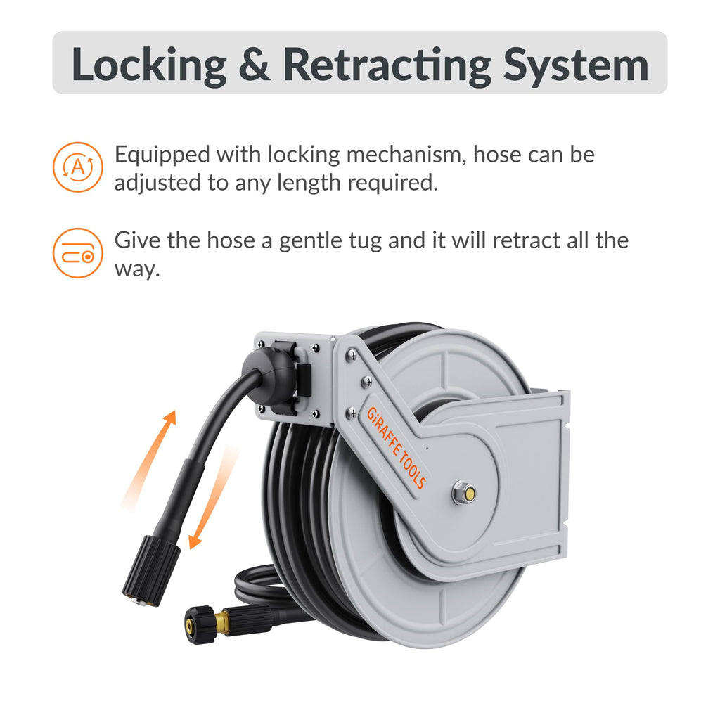 Retractable Pressure Hose Reel-1/4in-Retractable Pressure Hose Reel-Grease Monkey Garage