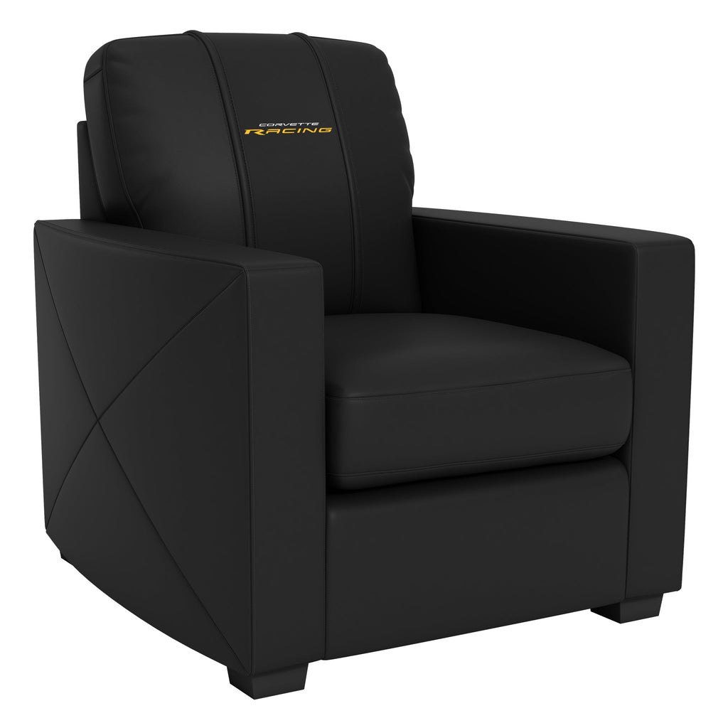 Silver Club Chair with Corvette Racing Logo-General Motors-Grease Monkey Garage