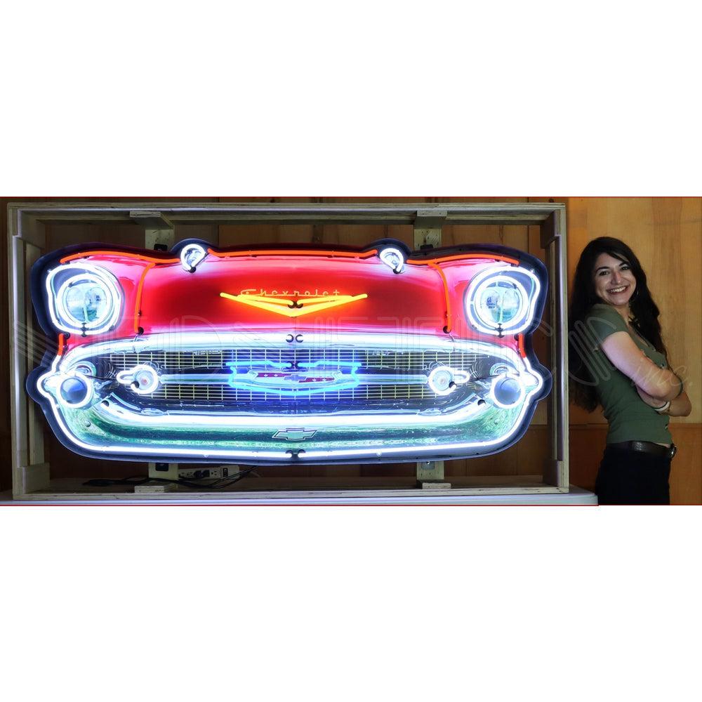 1957 Chevrolet Bel Air Grille Neon Sign in Steel Can-Neon Signs-Grease Monkey Garage