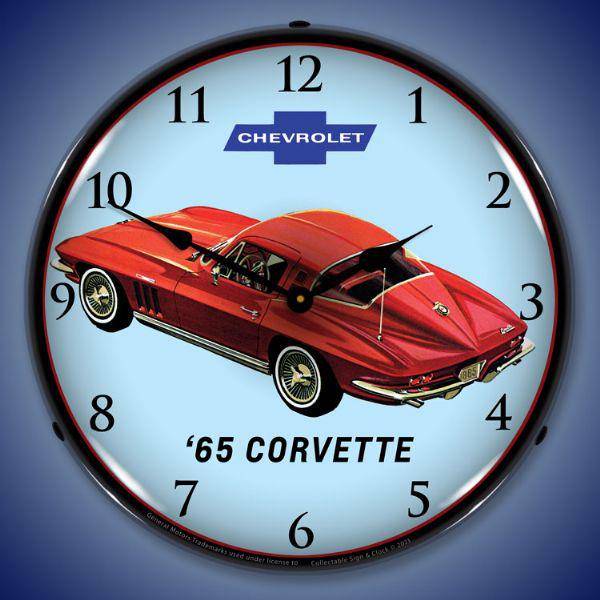 1965 Corvette Backlit LED Clock-LED Clocks-Grease Monkey Garage