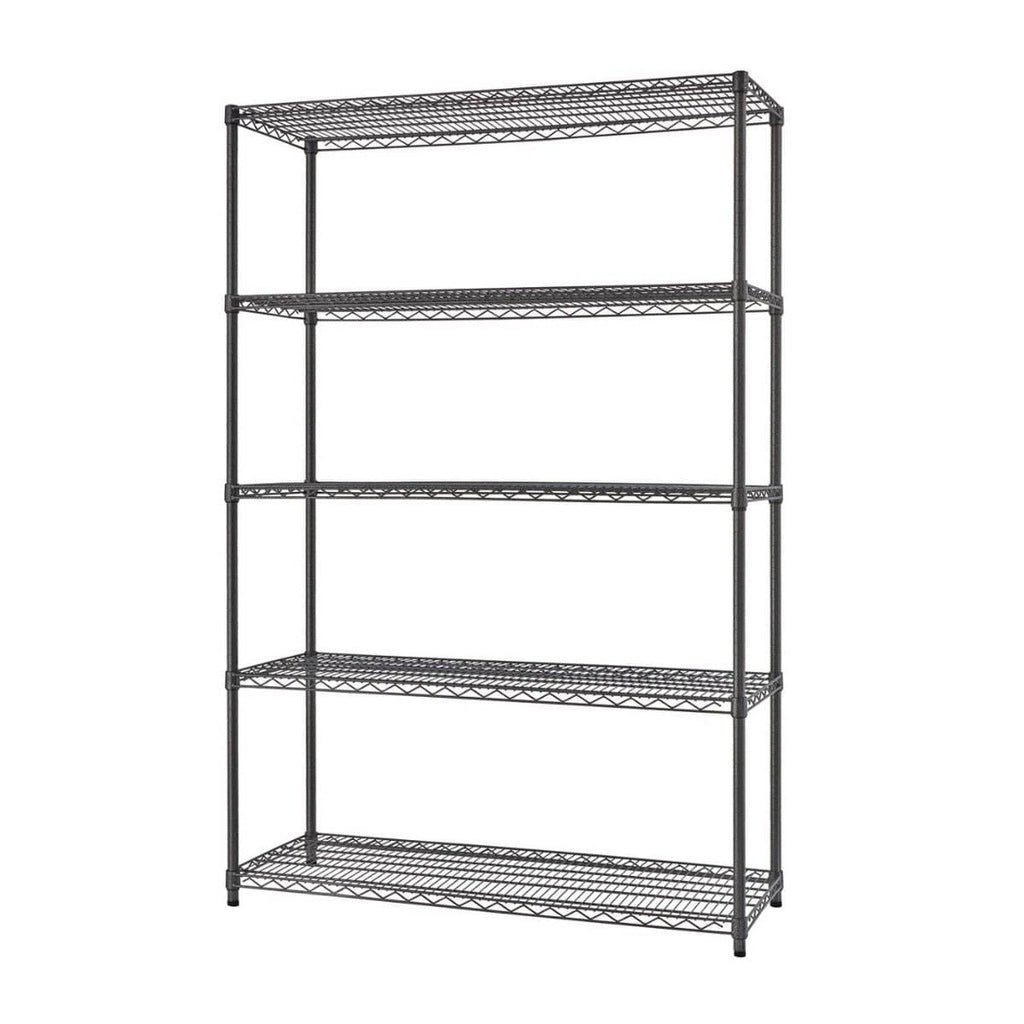 5-Tier Commercial Grade Wire Shelving 48"x18"x72" - Black Anthracite-Grease Monkey Garage