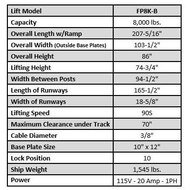 8,000 lb Service Automotive Storage Lift-Grease Monkey Garage