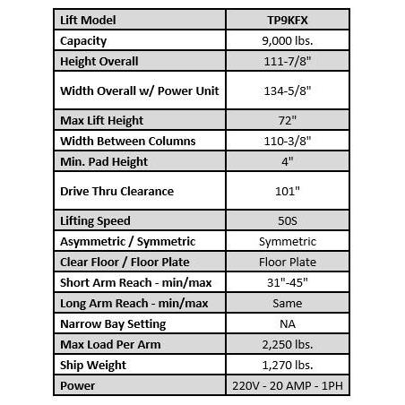 9,000 lb Two Post Floor Plate - Symmetric-Grease Monkey Garage