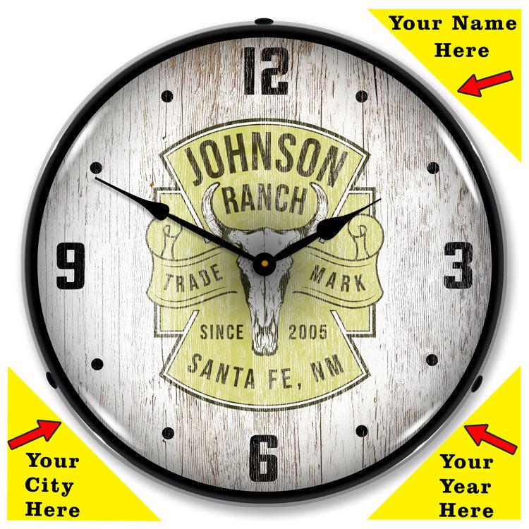 Add Your Name Rustic Ranch Backlit LED Clock-LED Clocks-Grease Monkey Garage