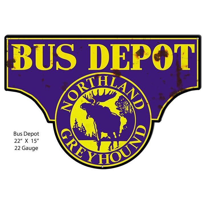 Aged Bus Depot Northland Greyhound Laser Cut Sign-Metal Signs-Grease Monkey Garage