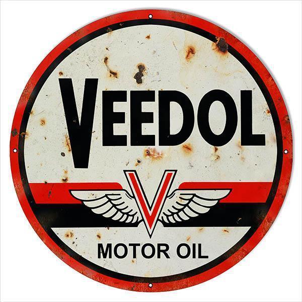 Aged Veedol Motor Oil Metal Sign-Metal Signs-Grease Monkey Garage