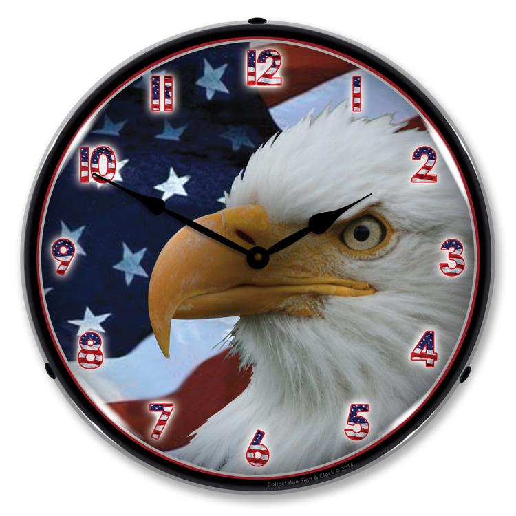 American Bald Eagle LED Clock-LED Clocks-Grease Monkey Garage