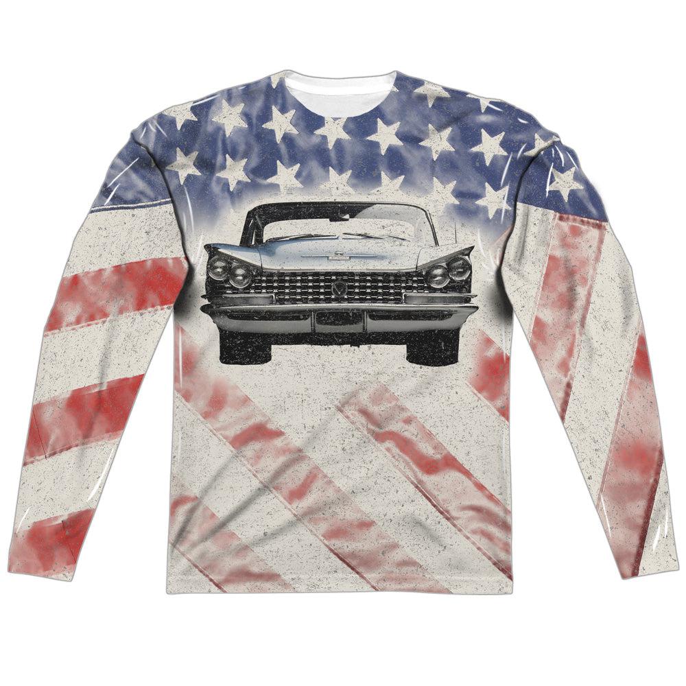 Buick 1959 Electra Flag (Front and Back Print) Long-Sleeve T-Shirt 100% Poly-Grease Monkey Garage