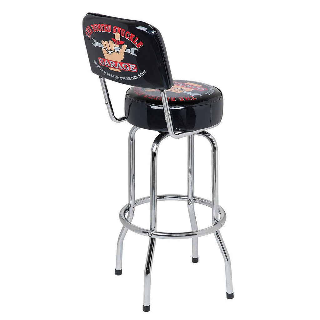 Busted Knuckle Garage Bar Stool with Backrest-Grease Monkey Garage