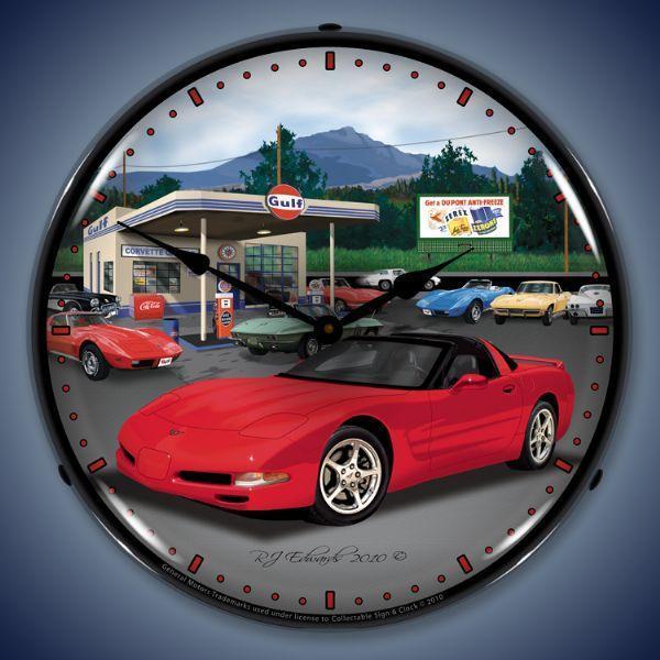 C5 Corvette Gulf Backlit LED Clock-LED Clocks-Grease Monkey Garage