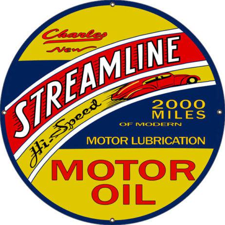 Charley Streamline Motor Oil Metal Sign-Metal Signs-Grease Monkey Garage