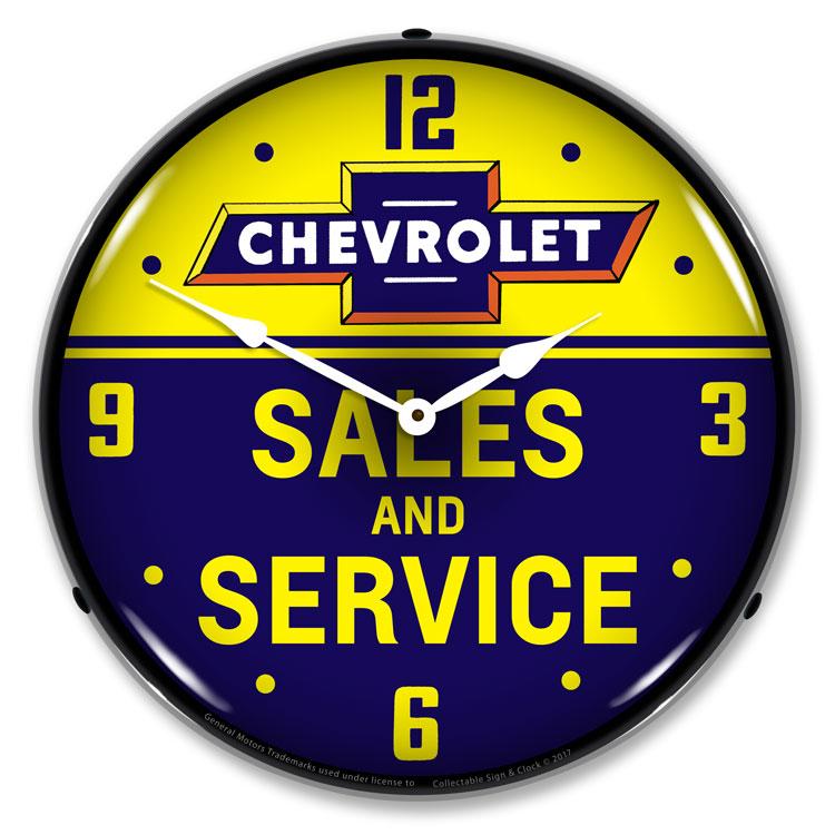 Chevrolet Bowtie Sales and Service LED Clock-LED Clocks-Grease Monkey Garage