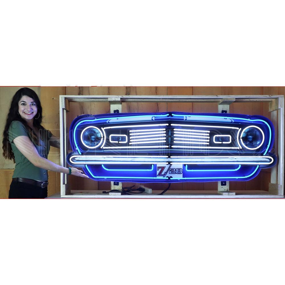 Chevrolet Camaro Z/28 Grille Neon Sign in Steel Can-Neon Signs-Grease Monkey Garage