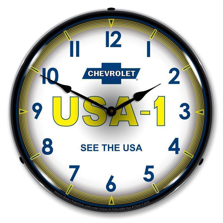 Chevrolet USA-1 Backlit LED Clock-LED Clocks-Grease Monkey Garage