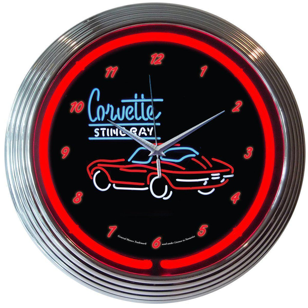 Corvette Stingray Neon Clock-Clocks-Grease Monkey Garage