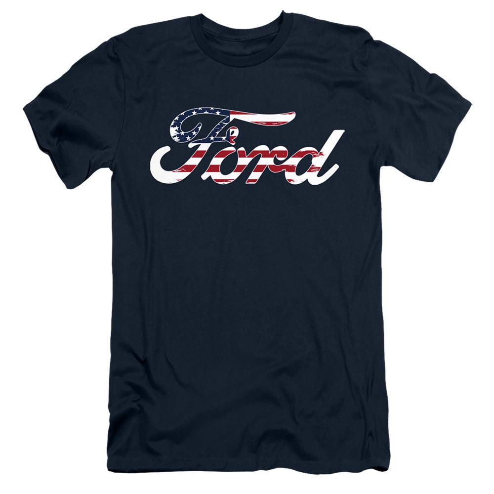 Ford American Flag Logo Short-Sleeve T-Shirt-Grease Monkey Garage