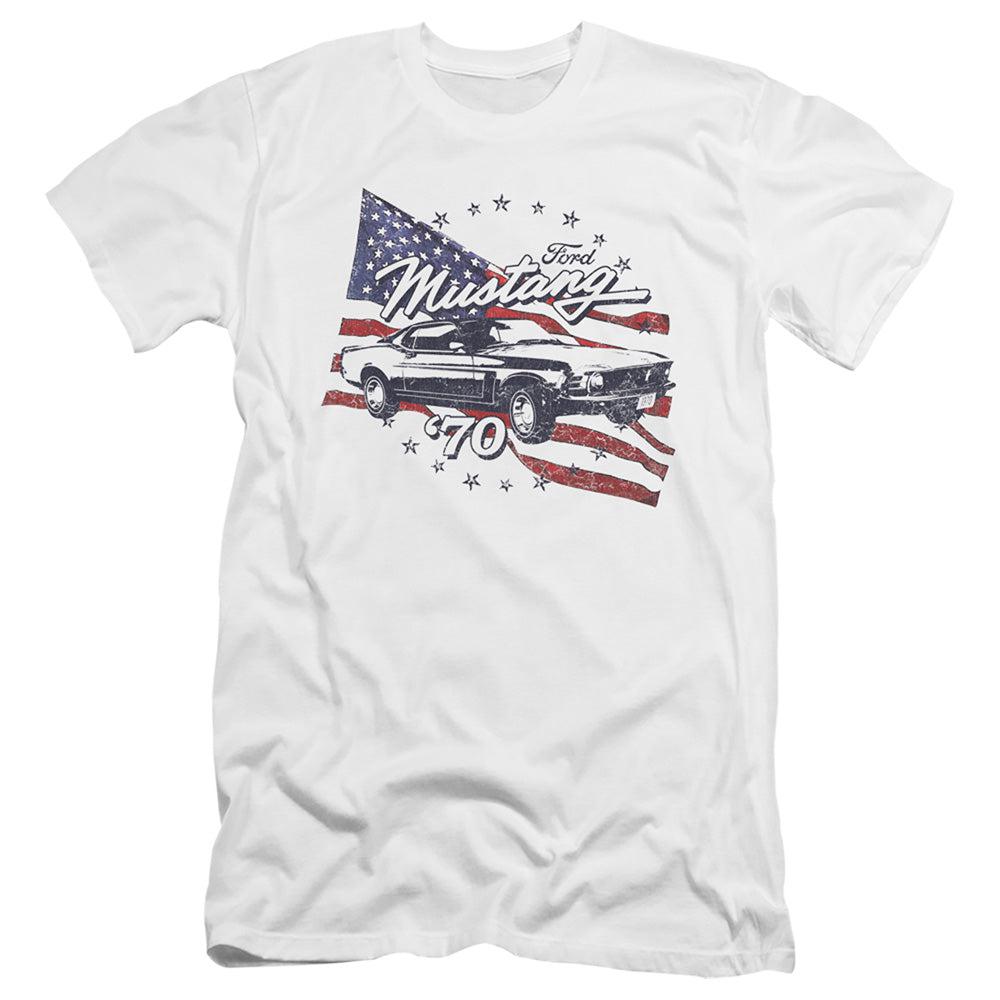 Ford Mustang 1970 Mustang American Flag Short-Sleeve T-Shirt-Grease Monkey Garage