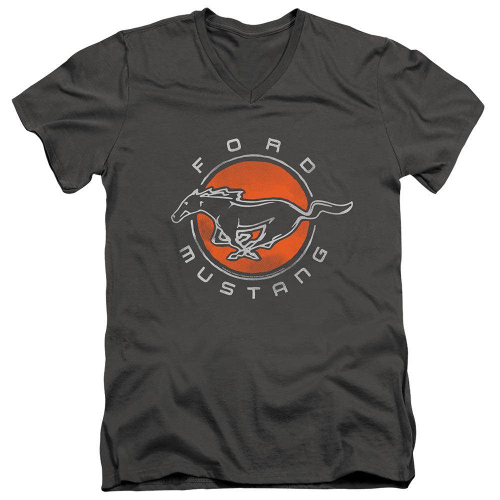 Ford Mustang Circle Short-Sleeve V-Neck T-Shirt-Grease Monkey Garage