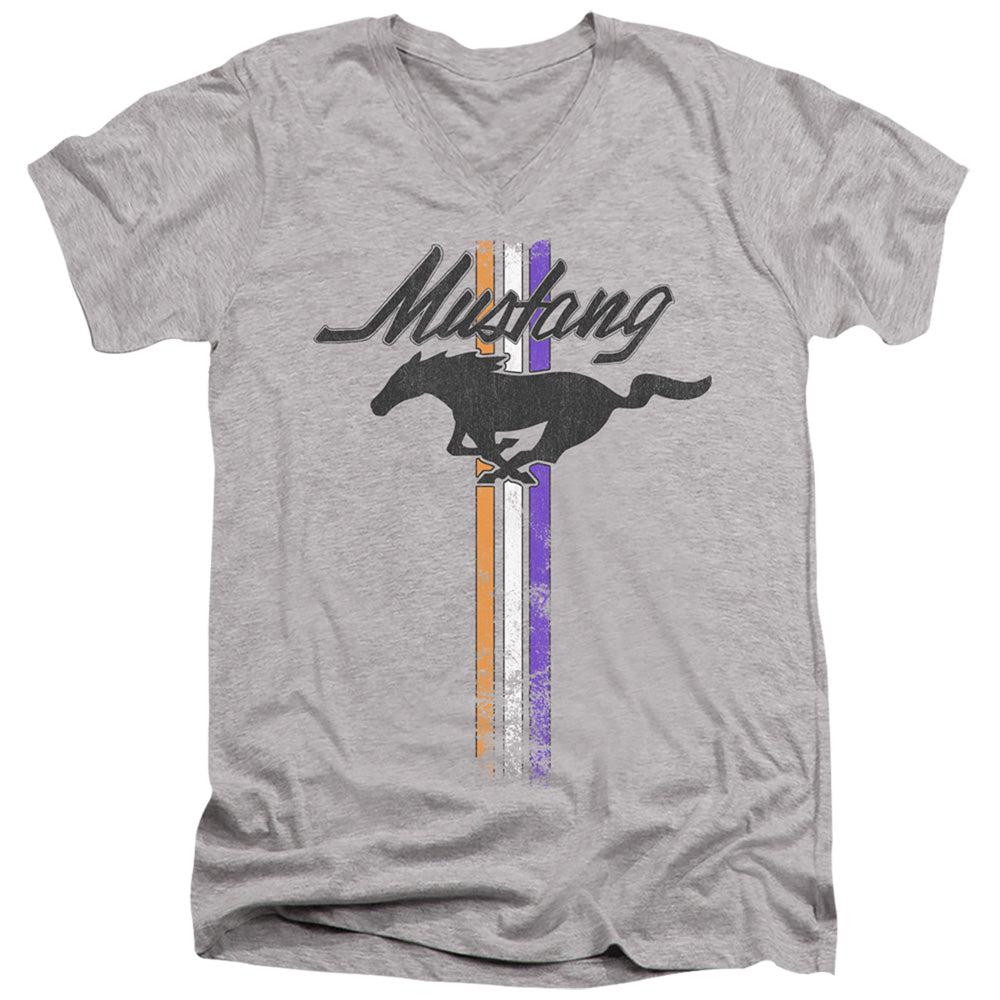 Ford Mustang Tribar Short-Sleeve V-Neck T-Shirt-Grease Monkey Garage