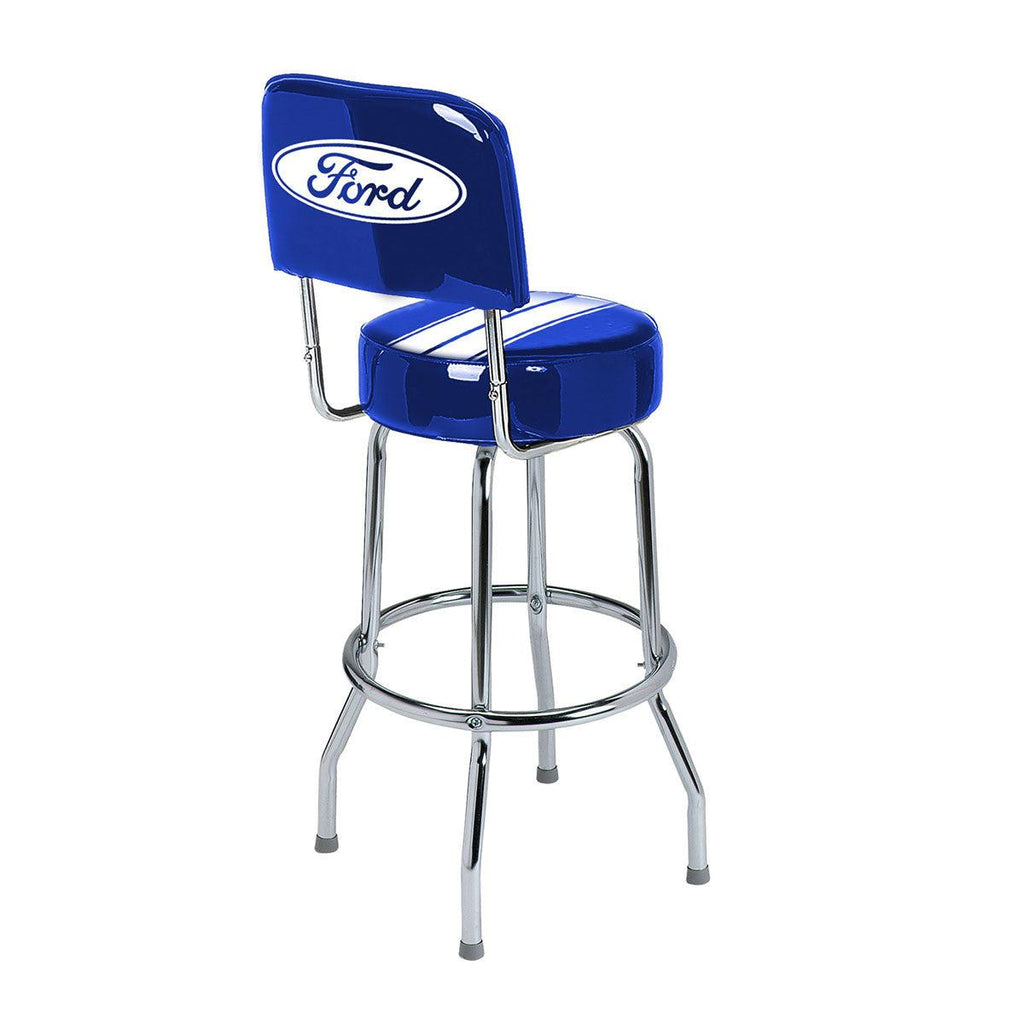 Ford Stripes Backrest Bar Stool-Grease Monkey Garage