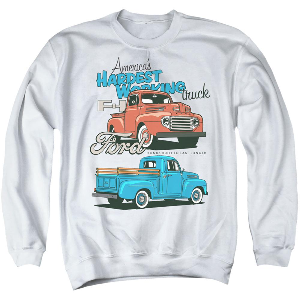 Ford Trucks America's Hardest Working Truck Bonus Built to Last Longer Sweatshirt-Grease Monkey Garage