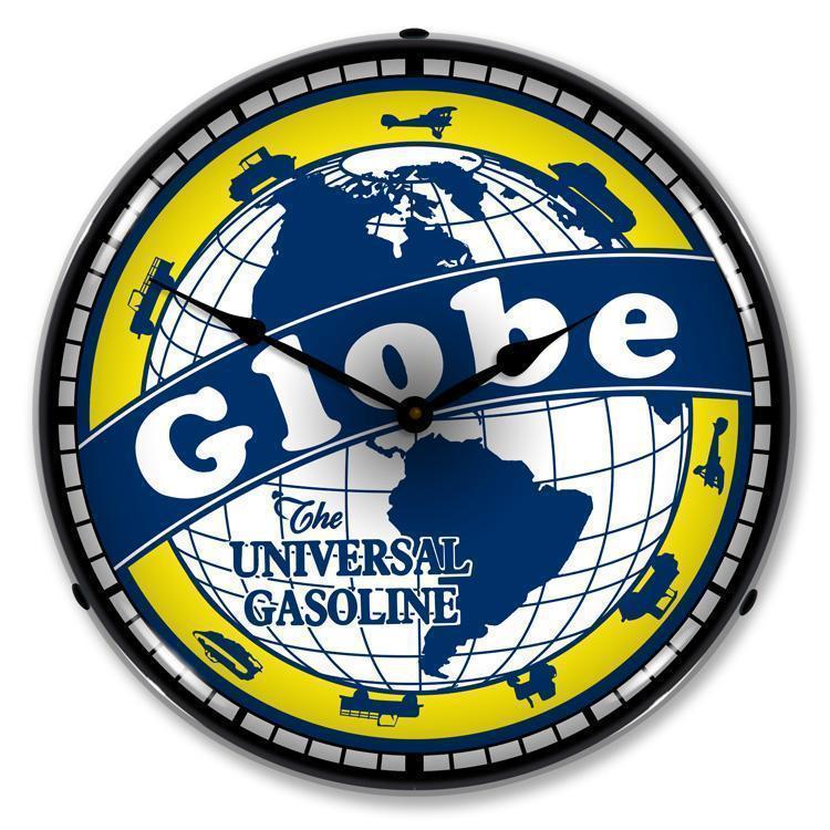 Globe Gas Backlit LED Clock-LED Clocks-Grease Monkey Garage