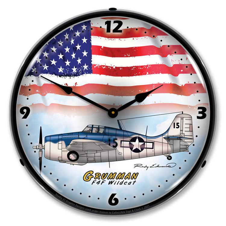 Grumman F4F Wildcat LED Clock-LED Clocks-Grease Monkey Garage