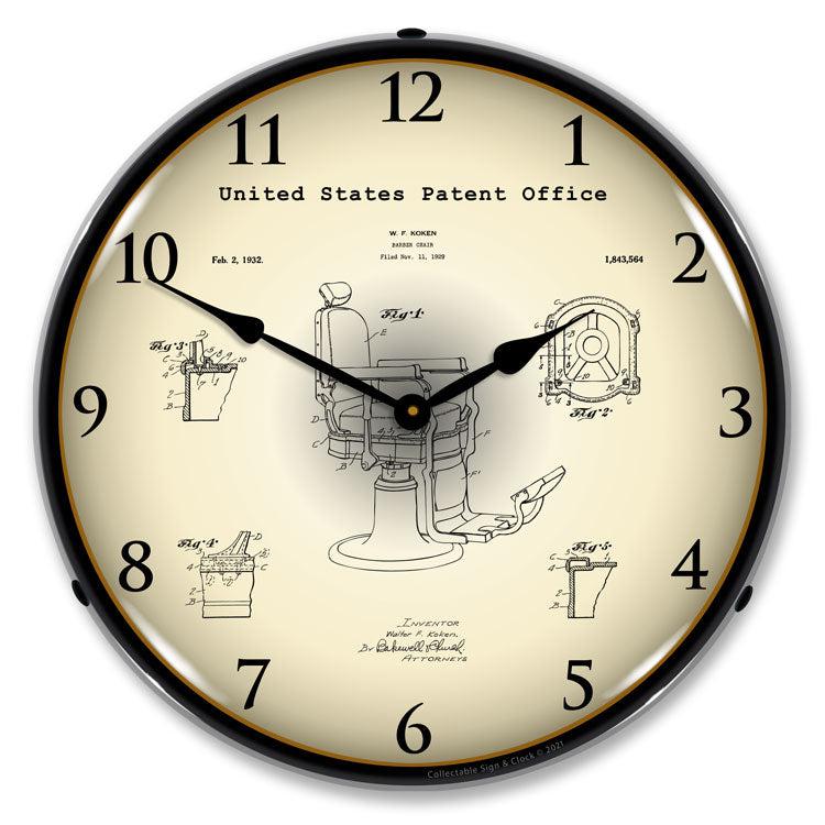 Koken Barber's Chair 1929 Patent Backlit LED Clock-LED Clocks-Grease Monkey Garage