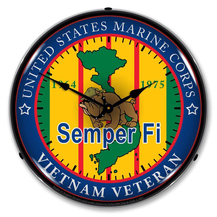 Marine Vietnam Veteran LED Clock-LED Clocks-Grease Monkey Garage