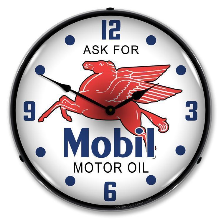 Mobil Oil Backlit LED Clock-LED Clocks-Grease Monkey Garage