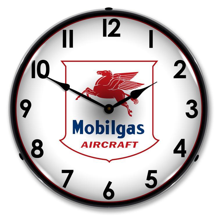 Mobilgas Aircraft Backlit LED Clock-LED Clocks-Grease Monkey Garage