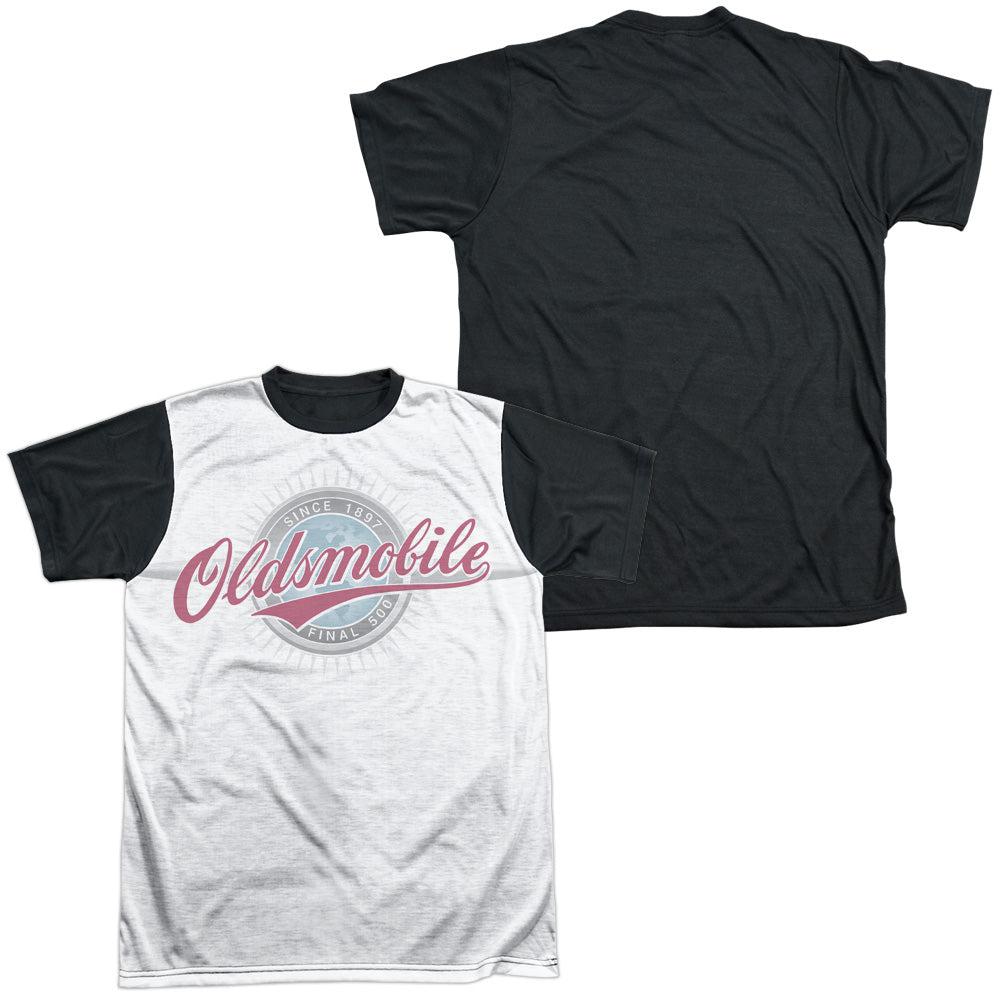 Oldsmobile Oversized and Faded Logo Black Back Short-Sleeve T-Shirt-Grease Monkey Garage