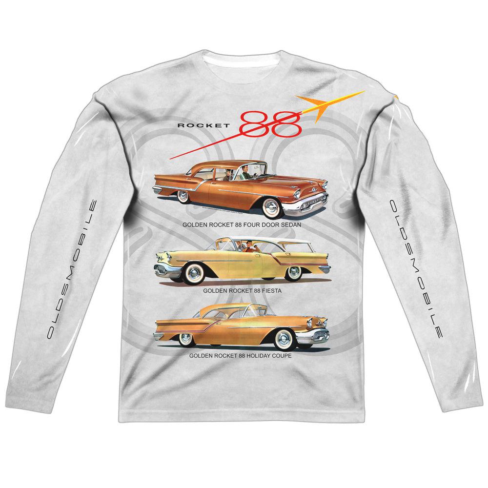 Oldsmobile Rocket 88 (Front/Back Print) Long-Sleeve T-Shirt 100% Poly-Grease Monkey Garage