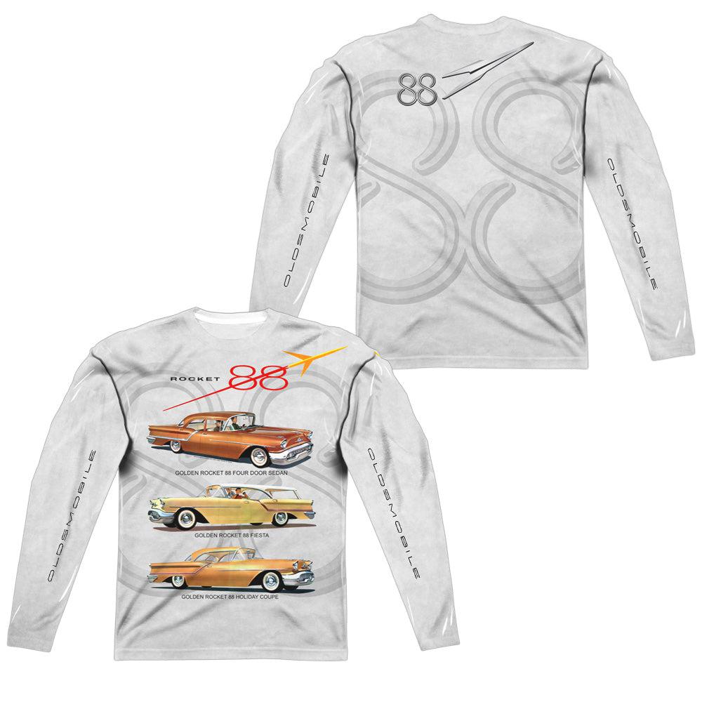 Oldsmobile Rocket 88 (Front/Back Print) Long-Sleeve T-Shirt 100% Poly-Grease Monkey Garage