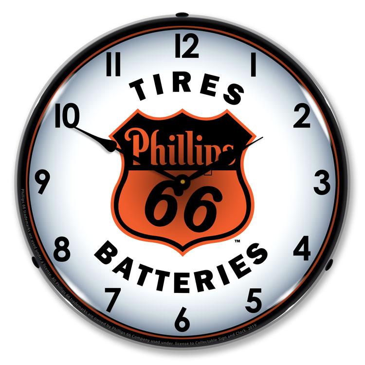 Phillips 66 Tires and Batteries LED Clock-LED Clocks-Grease Monkey Garage