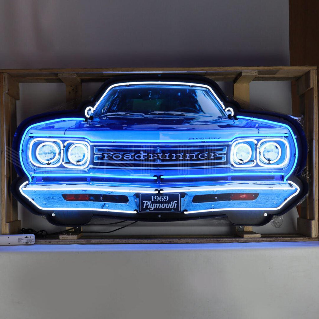 Plymouth Road Runner Grille Neon Sign in Steel Can-Neon Signs-Grease Monkey Garage