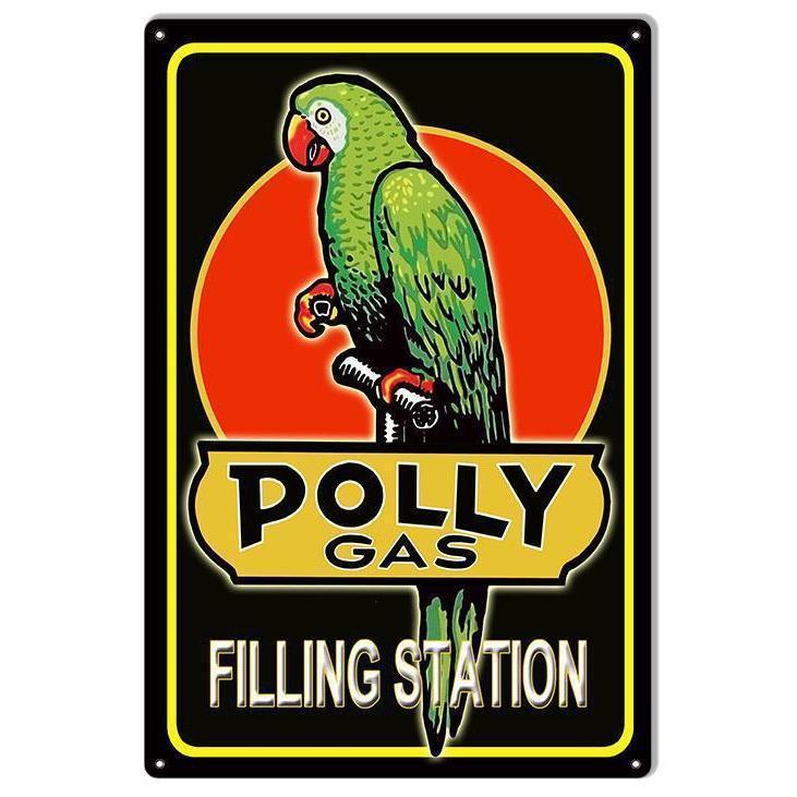 Polly Gas Filling Station Metal Sign-Metal Signs-Grease Monkey Garage